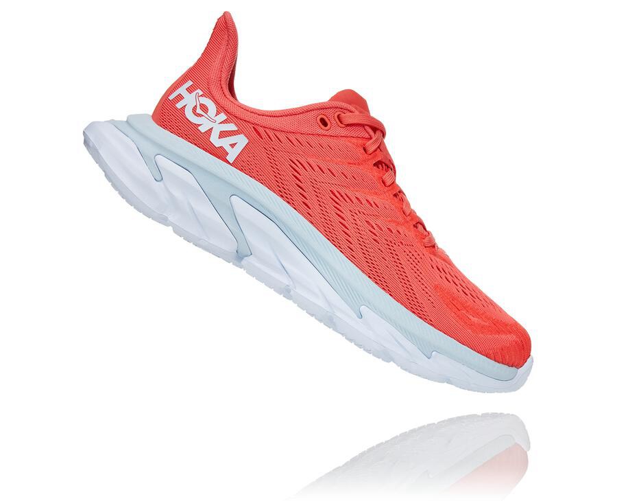 Hoka Australia One One Clifton Edge - Womens Running Shoes Red/White - RDNJX-5043